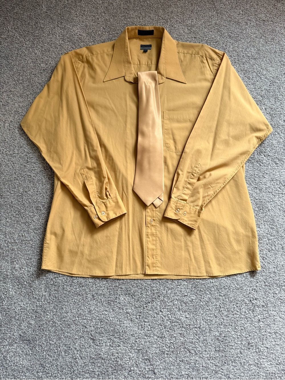 Positano Collection Men’s Gold Dress Shirt 16-16½ + Matching Tie